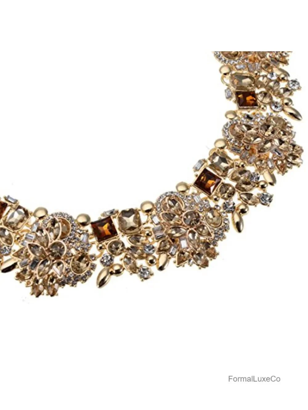 Vintage Crystal Pearl Choker Necklace Bohemian Bling Tassel Statement Jewelry